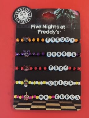 Five Nights At Freddy's Character Beaded Bracelet Set - NEW